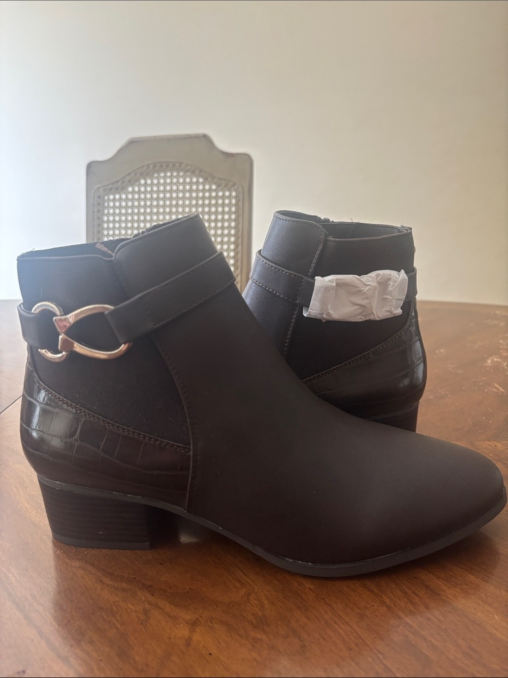 Karen Scott Brown Ankle Booties with Side Zip Womens 9.5W